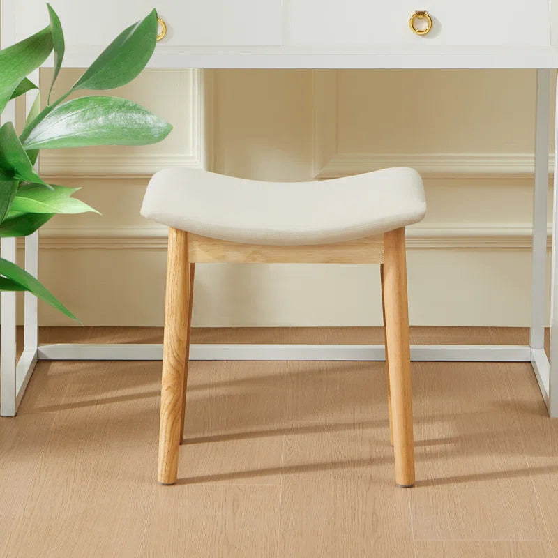 ADOUER WOOD Solid Acacia Wood Stool Upholstered Stool, Natural