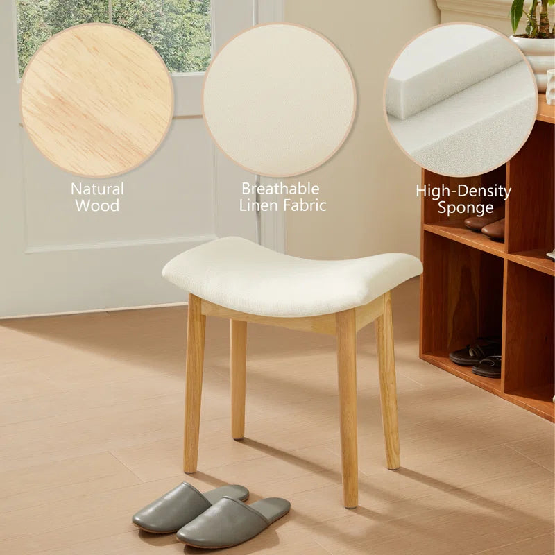 ADOUER WOOD Solid Acacia Wood Stool Upholstered Stool, Natural