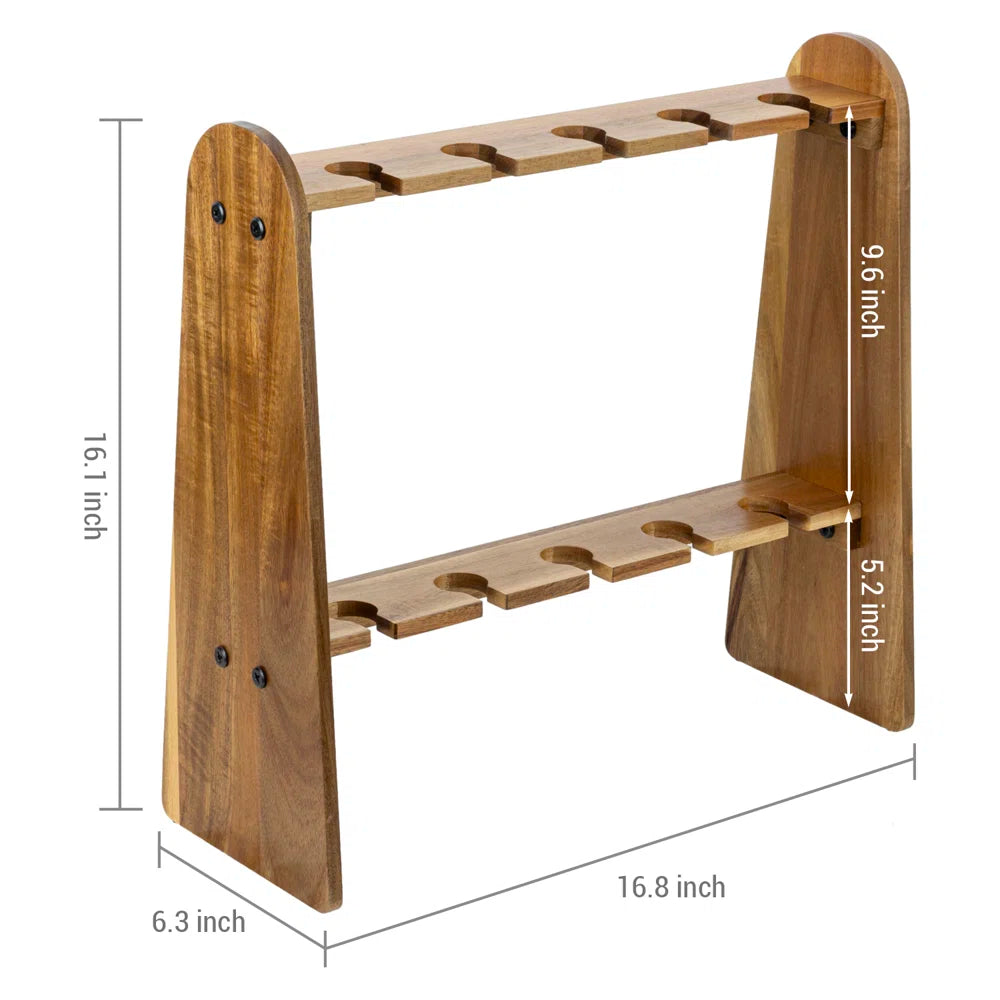 Adouer Wood "Elegant Wooden Wine Glass Stand with Two-Tier Design for 10 Glasses"