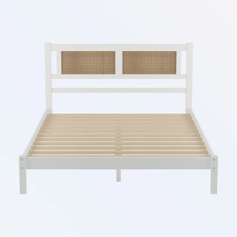 ADOUER WOOD Sheesham Wood White Classic Rattan Cane Bed