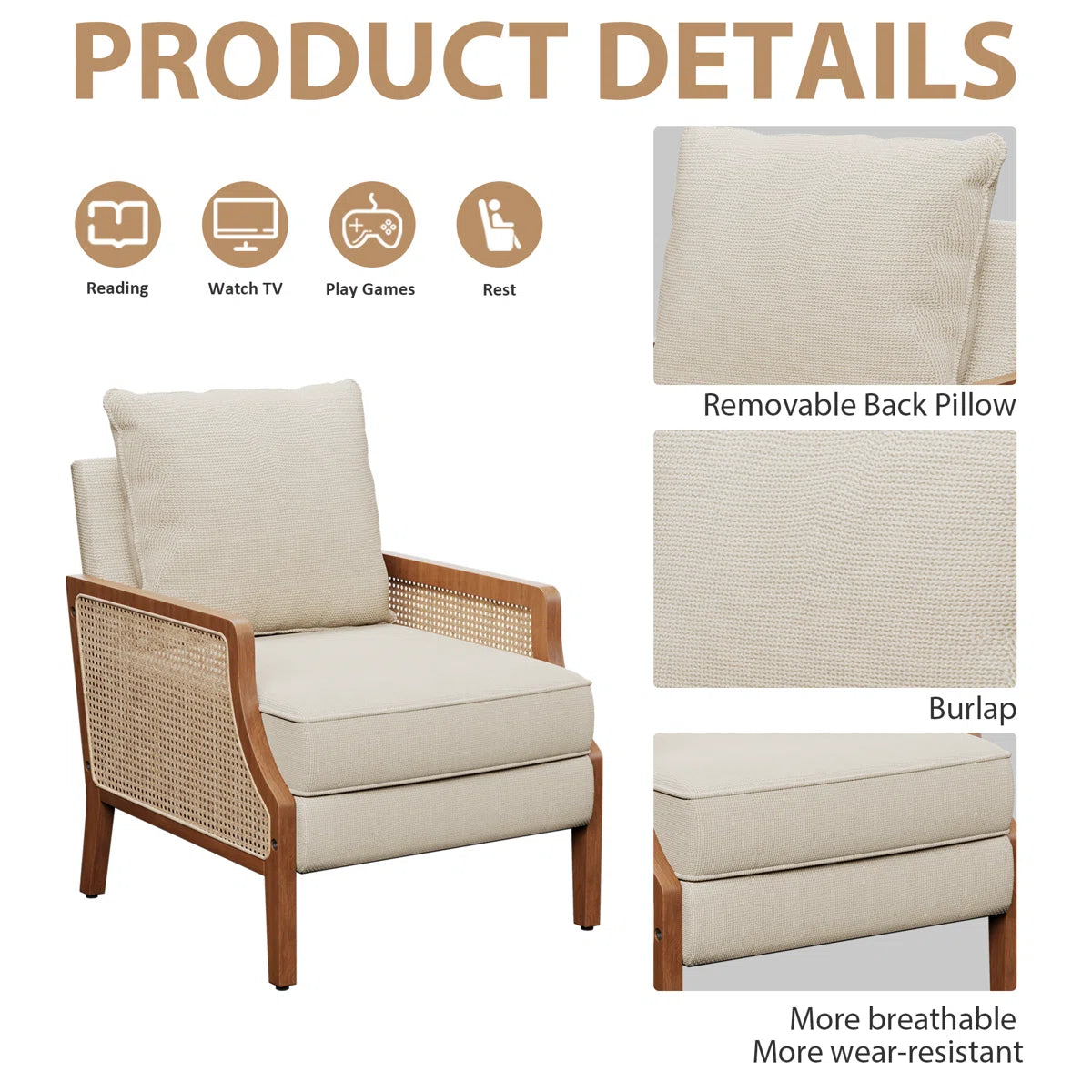 ADOUER WOOD Modern Wooden 2 Seater Handmade Rattan Cane Sofa