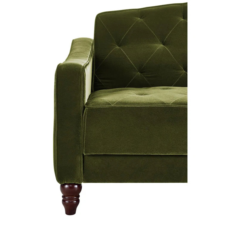 ADOUER WOOD Solid Wood Leg & Frame With Adjustable Tufted Backrest Sleeper Sofa Bed