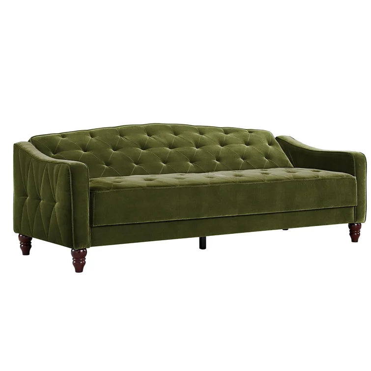ADOUER WOOD Solid Wood Leg & Frame With Adjustable Tufted Backrest Sleeper Sofa Bed