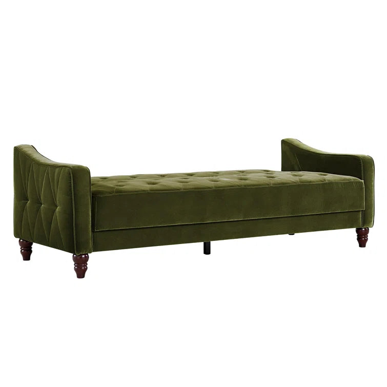 ADOUER WOOD Solid Wood Leg & Frame With Adjustable Tufted Backrest Sleeper Sofa Bed