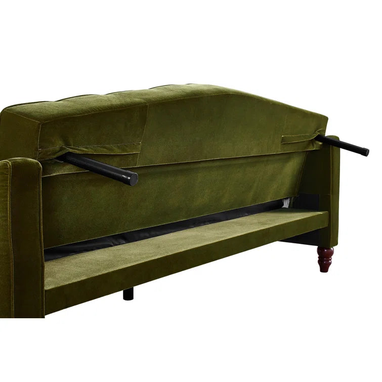 ADOUER WOOD Solid Wood Leg & Frame With Adjustable Tufted Backrest Sleeper Sofa Bed