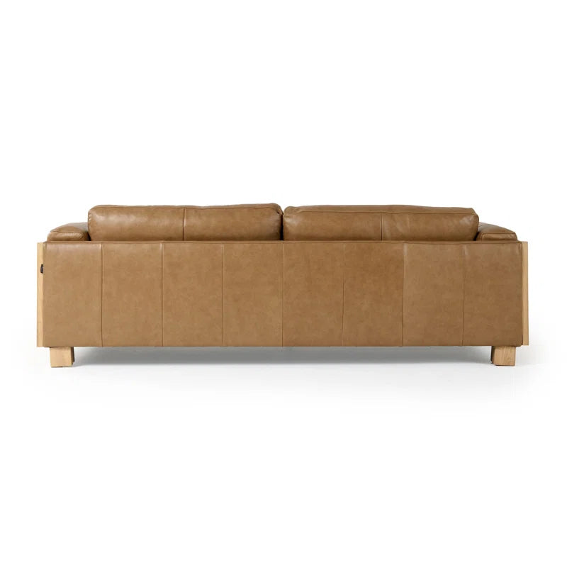 ADOUER WOOD Luxuries 3 Seater Cane and Leatherette Sofa For Home & Office, Natural