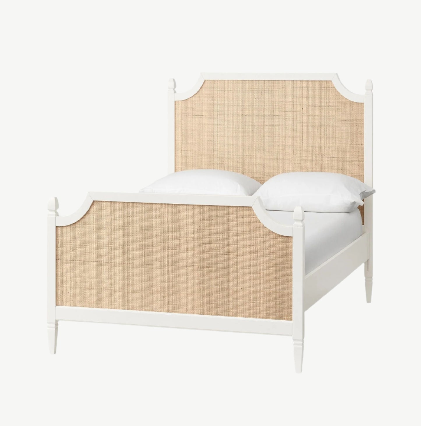 ADOUER WOOD Sheesham Wood White Classic Rattan Cane Bed