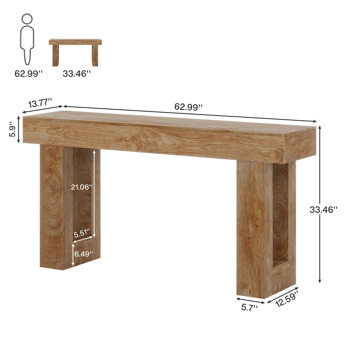 ADOUER WOOD 63-Inch Long Console Table Console Tables for Living Room Behind the Couch Farmhouse Entryway Table