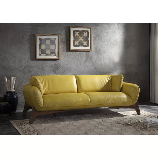 Adouer Wood Luxurious Leather Sofa With Solid Woodb Designer Leg
