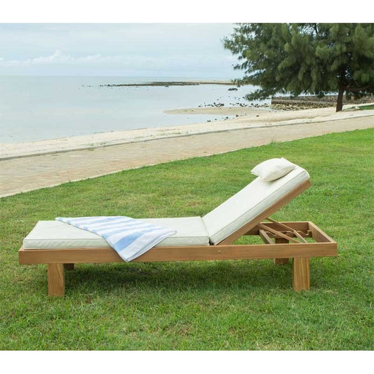 ADOUER WOOD Solid Acacia Wood Outdoor Pool Lounger With Adjustable Backrest