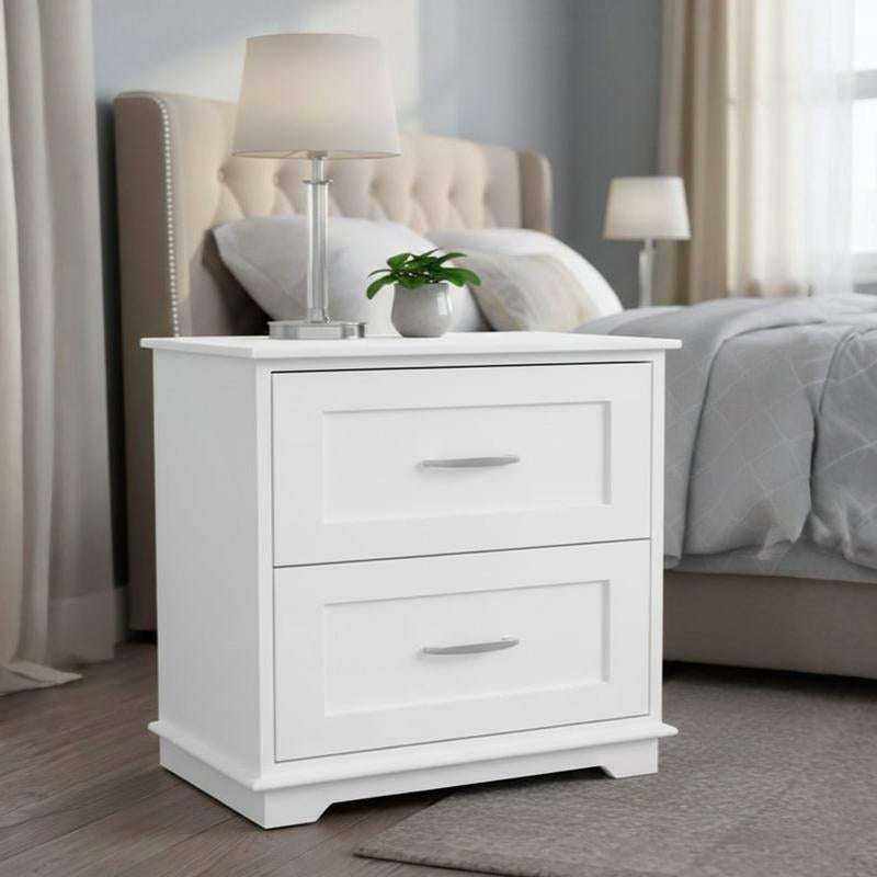 Sheesham Wood Bedside Table with 2 Drawers With Wooden Channel