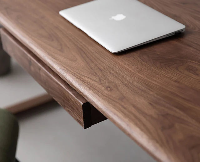Adouer Wood Solid Sheesham Wood L Shape Writing Desk For Home & Office, Walnut