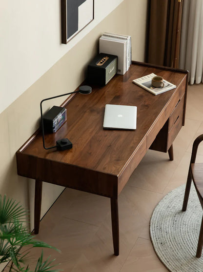 Adouer Wood Solid Sheesham Wood Walnut Finish Modern Writing Desk