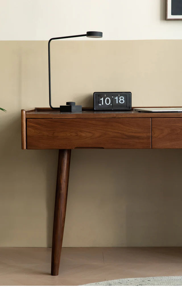 Adouer Wood Solid Sheesham Wood Walnut Finish Modern Writing Desk