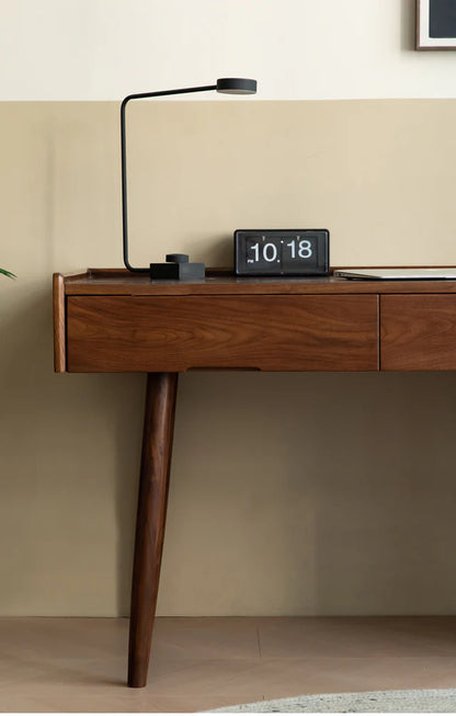 Adouer Wood Solid Sheesham Wood Walnut Finish Modern Writing Desk