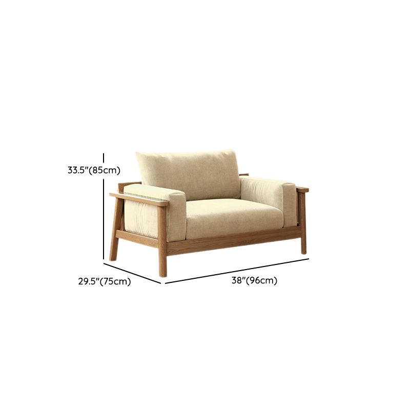 Acacia Wood Modern Sofa with Cotton Upholstery – Natural Elegance