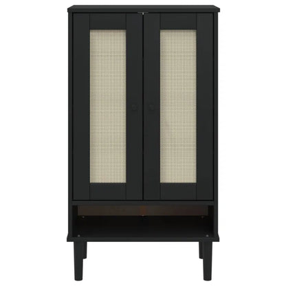 ADOUER WOOD Solid Sheesham Wood 10 Pair Rattan Cane Door Shoe Rack