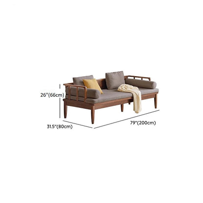 Modern Sheesham Wood 3 Seater Sofa with Comfortable Linen Cushions