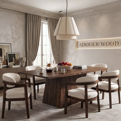 ADOUER WOOD Luxury Sheesham Wood 6-Seater Dining Set in Dark Walnut Matte Finish