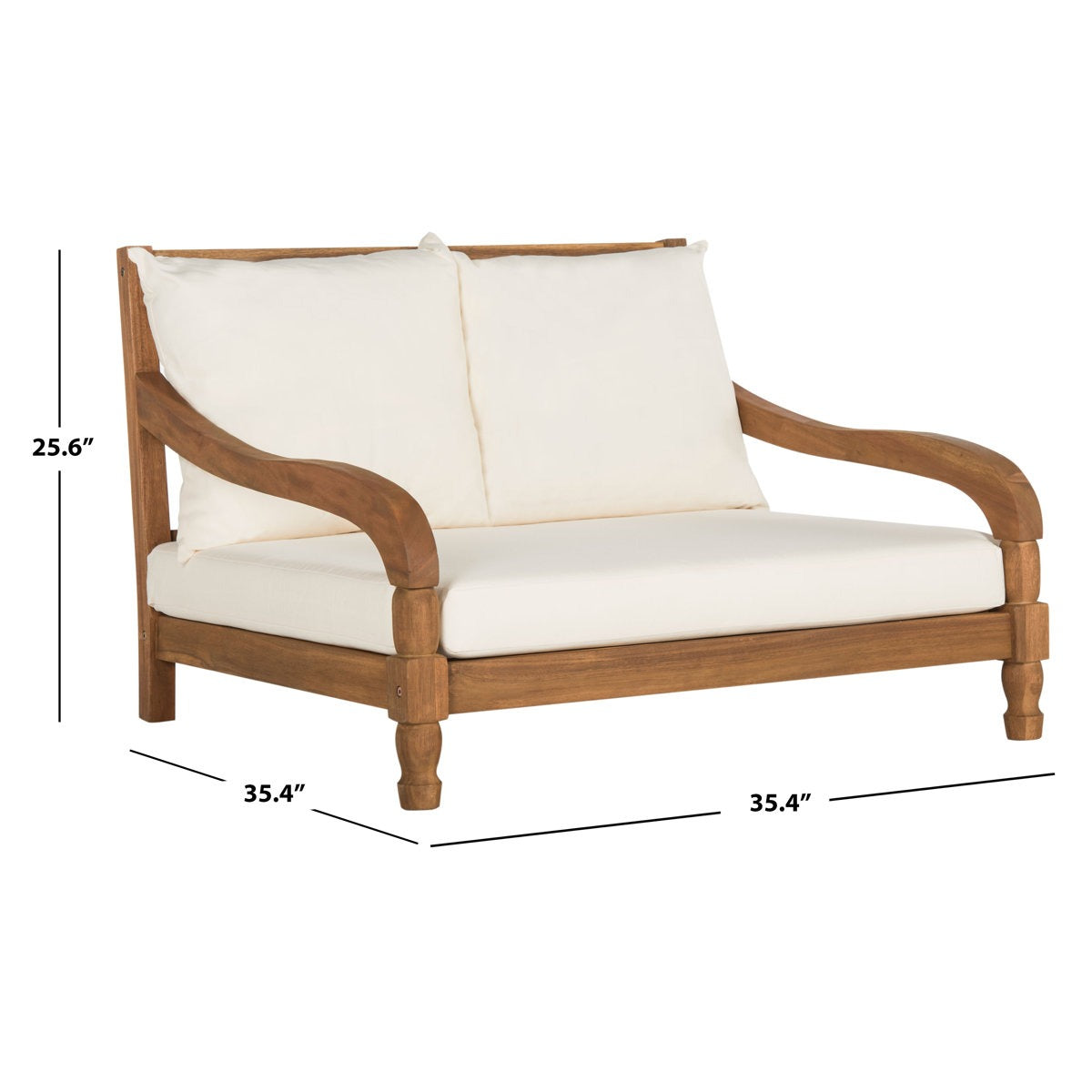 ADOUER WOOD Solid Wood Double Daybed Chaise Lounge with 2 Cushions – Handcrafted 2-Seater Outdoor & Indoor Settee