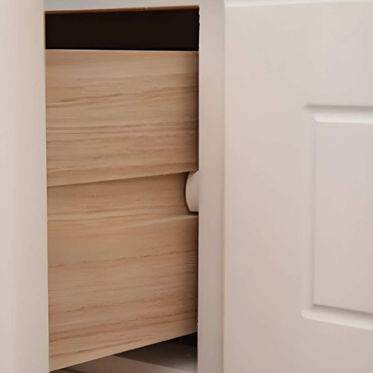 ADOUER WOOD Elegant White Four-Drawer Bedside Table with Ornate Handles and Carved Legs