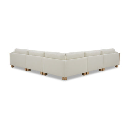 Adouer Wood Acacia Frame Velvet Upholstered Sectional 6 Sofa – Elegant Modern Comfort