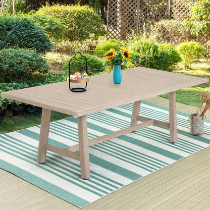 ADOUER WOOD Solid Acacia Wood 8-Seater Outdoor Dining Set with Weather-Resistant Grey Cushions Exterior PU Finish