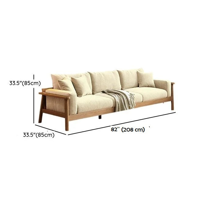 Acacia Wood Modern Sofa with corduroy Upholstery – Natural Elegance