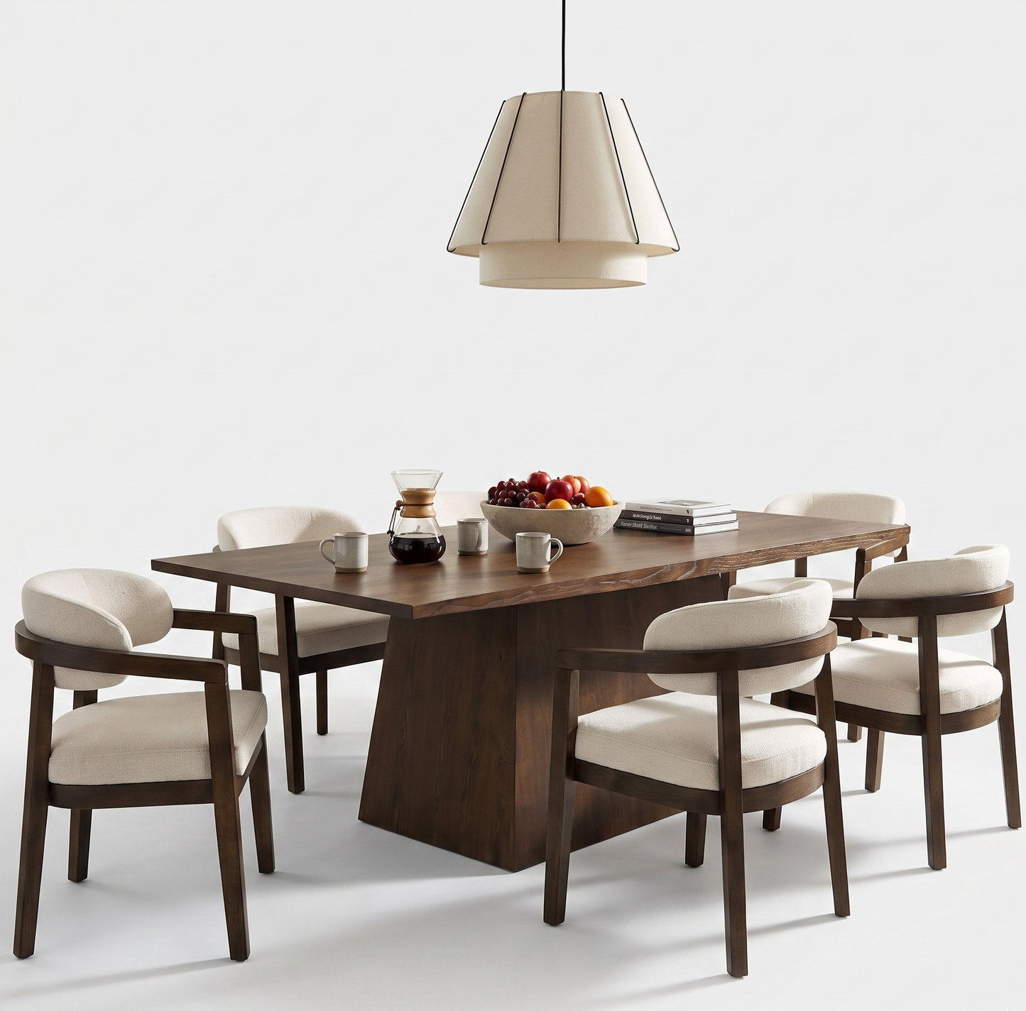 ADOUER WOOD Luxury Sheesham Wood 6-Seater Dining Set in Dark Walnut Matte Finish