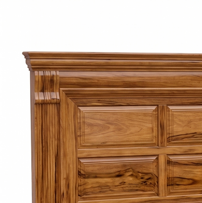 Adouer Wood Solid Wood Classic Panel Bed with Carved Pillars and Fluted Detailing