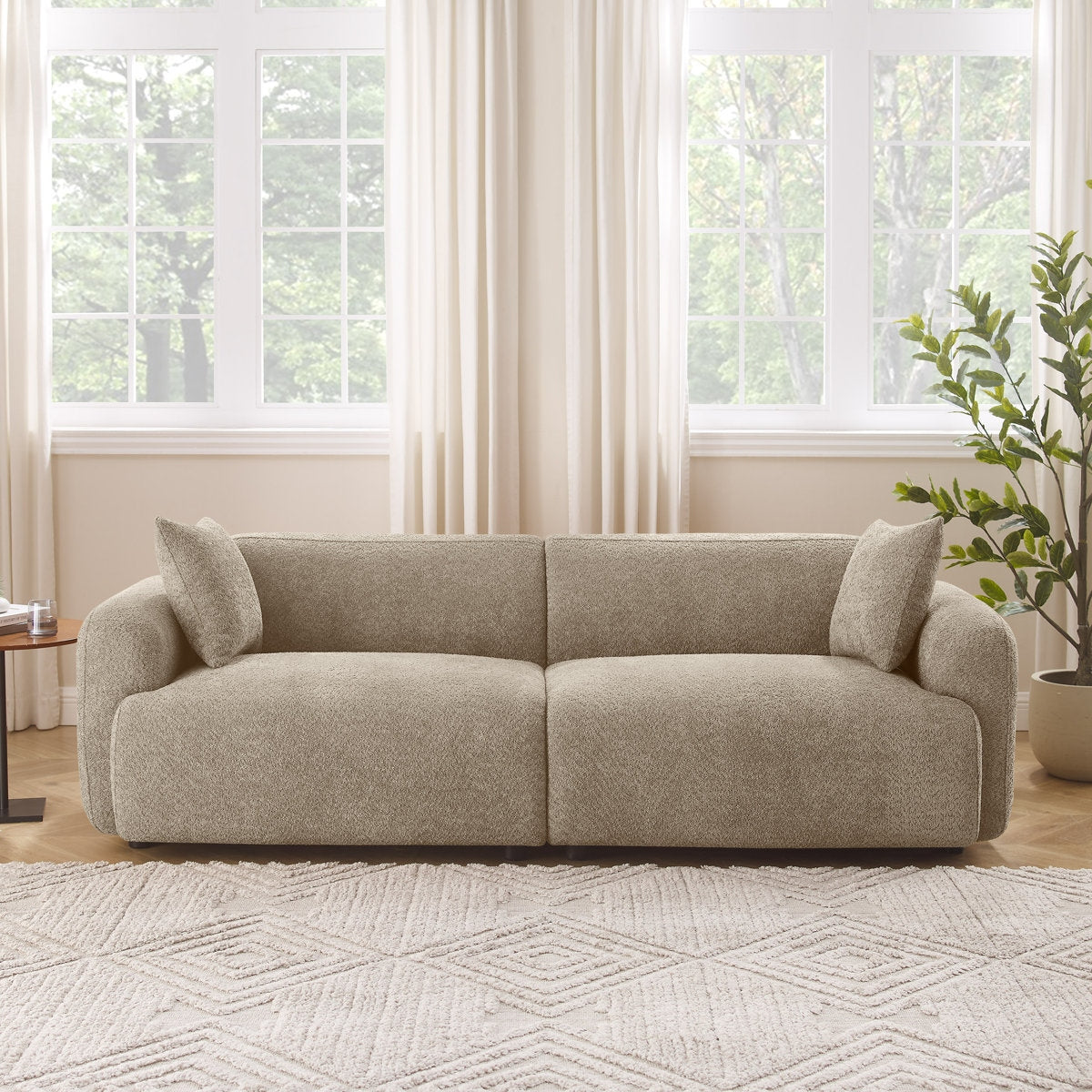 Luxe Boucle Modular 3 Seater Sofa with Sheesham Wood Frame