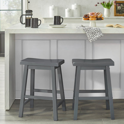 Handcrafted Solid Wood Counter-Height Bar Stools with Contoured Saddle Seat
