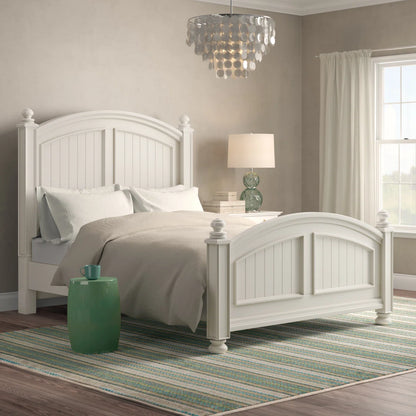 Adouer Wood Luxurious White Arch-Top Sheesham Wood Traditional Panel Bed