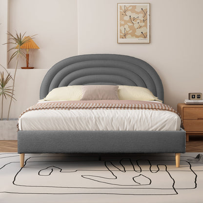 The Luna Rainbow Channel-Tufted Velvet Bed – Solid Wood Frame