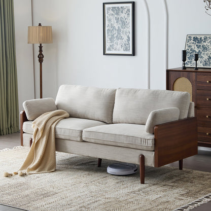 Adouer Wood Handcrafted Modern Classic Sofa – 3-Seater Masterpiece in Sheesham Wood and Cotton for the Minimalist with a Taste for Timeless Quality