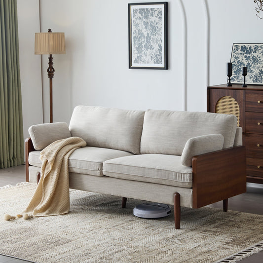 Adouer Wood Handcrafted Modern Classic Sofa – 3-Seater Masterpiece in Sheesham Wood and Cotton for the Minimalist with a Taste for Timeless Quality