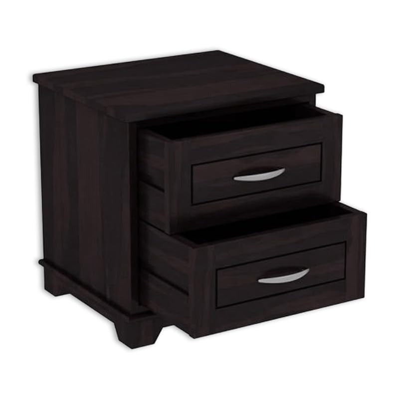 Sheesham Wood Bedside Table with 2  Drawers With Wooden Channel