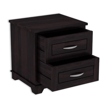 Sheesham Wood Bedside Table with 2  Drawers With Wooden Channel
