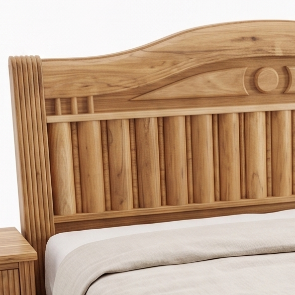 ADOUER WOOD Natural Finish Luxury Double Bed for Bedroom