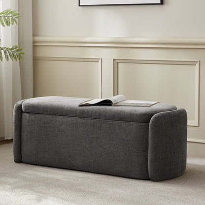 Nordic Solid Wood Storage Bench in Premium Upholstery