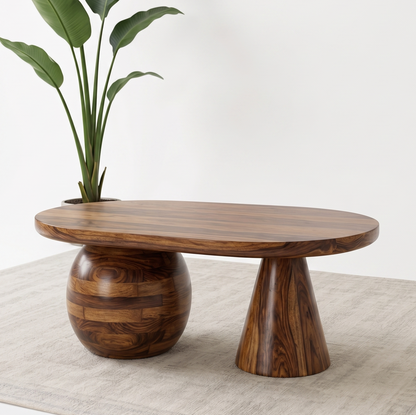 ADOUER WOOD Mid-Century Modern Sphere & Cone Statement Table
