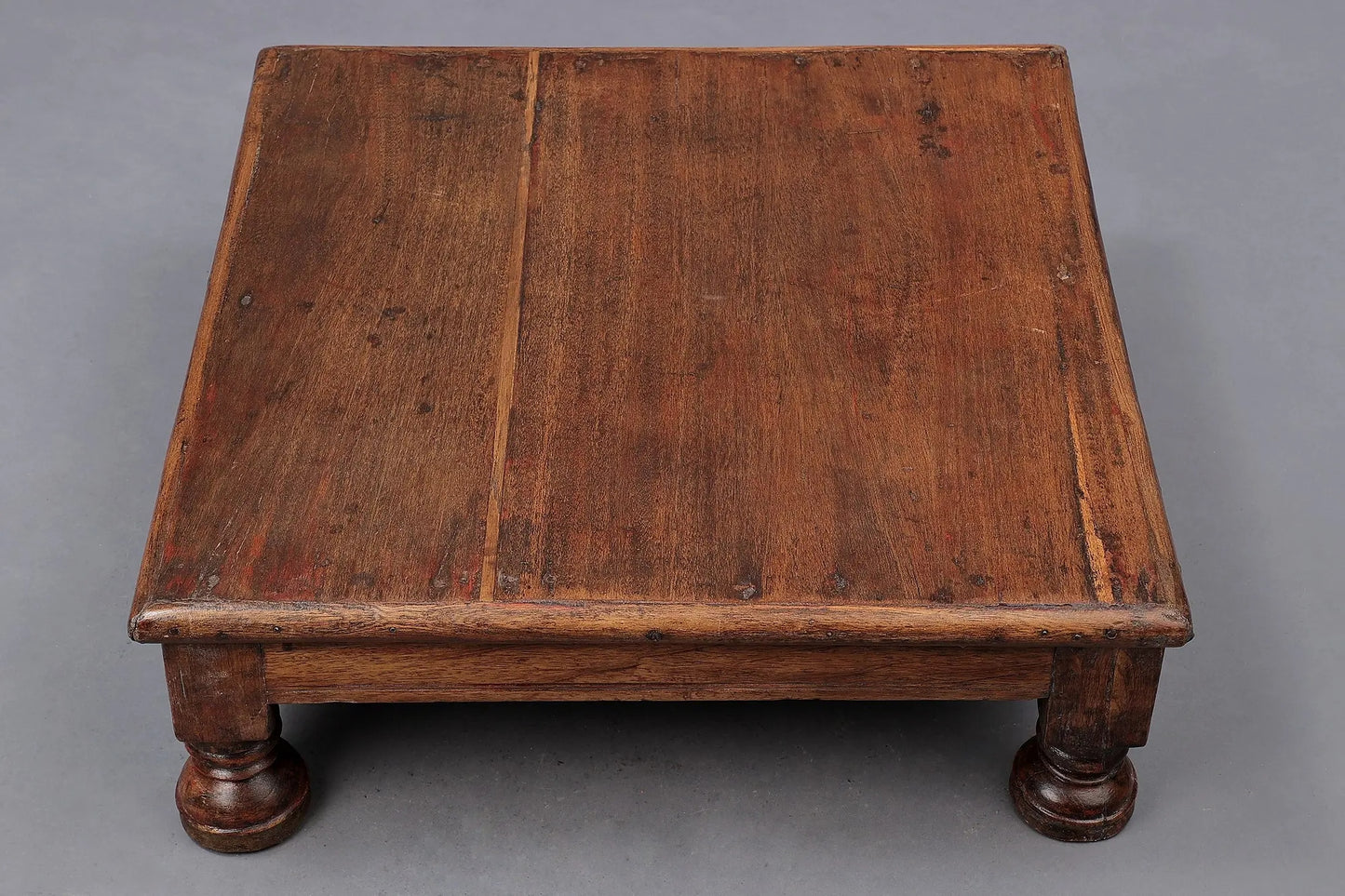 Solid Sheesham Wood Pooja Platform in Rustic Matte Brown Finish