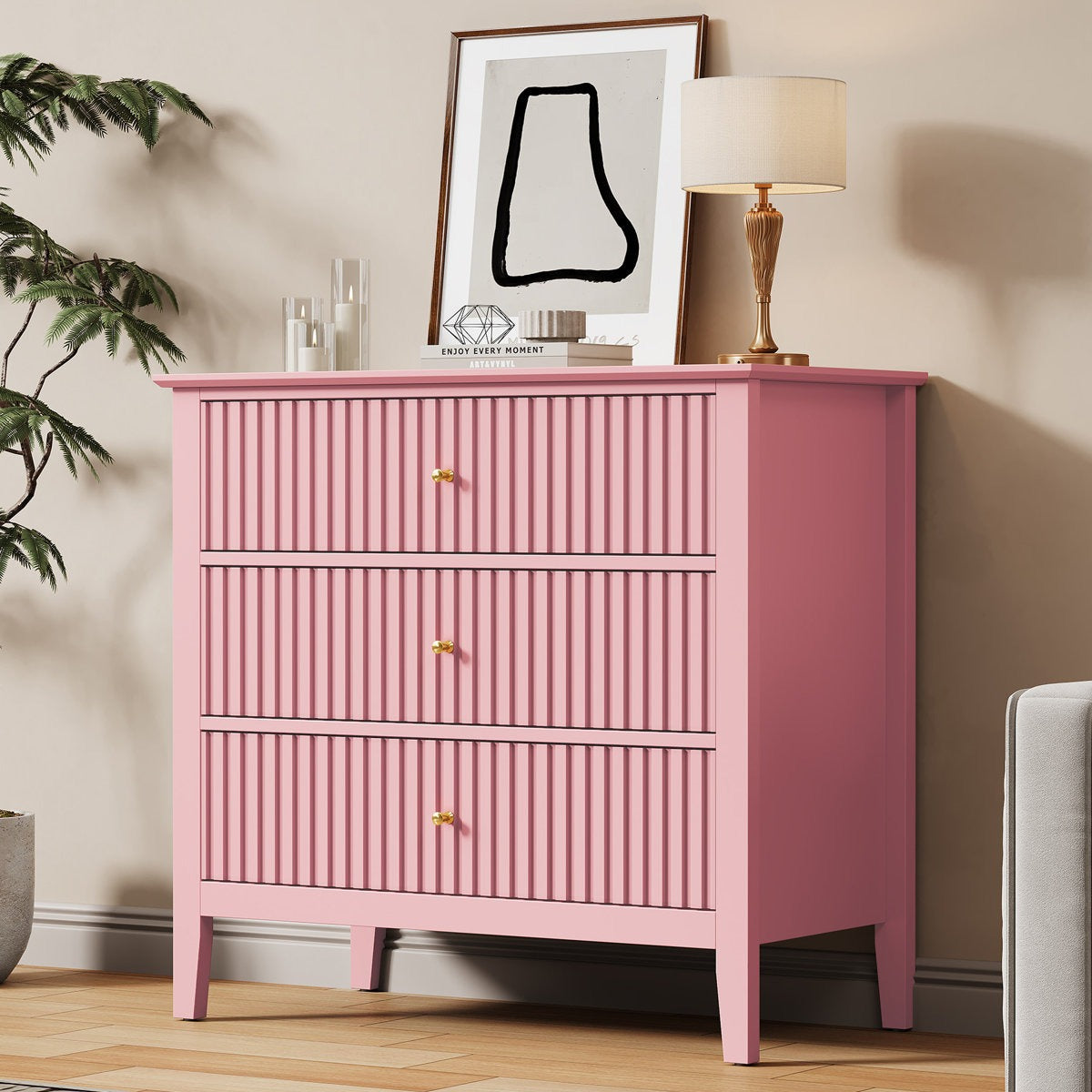 Solid Wood 3-Drawer Kids Dresser – Contemporary Nursery Chest of Drawers for Clothes & Toys – Durable Handcrafted Children's Storage Furniture