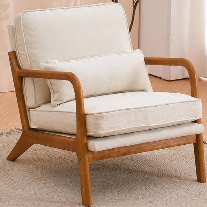 Deep Seating Acacia Arm Chair with Lumbar Pillow