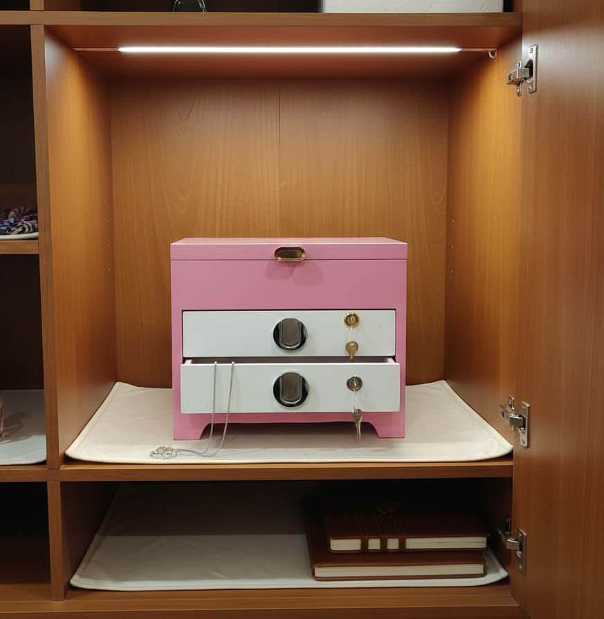 Adouer Wood Premium Solid Wood Jewellery Box with 2 Drawers & Mirror , Handcrafted Solidwood Keepsake Box