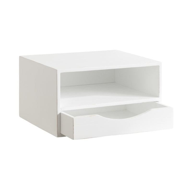 Solid Wood Floating Shelf with Storage Drawer
