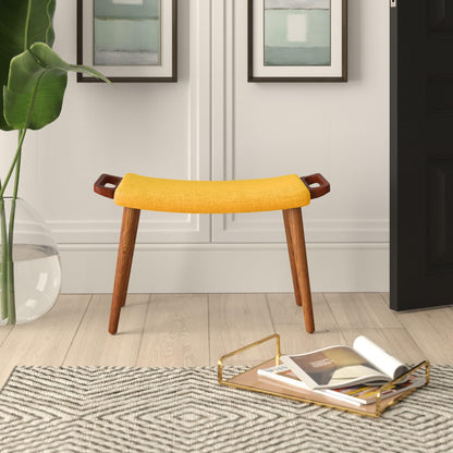 Handcrafted Sheesham Wood Ottoman Bench - Mid-Century Cotton Stool