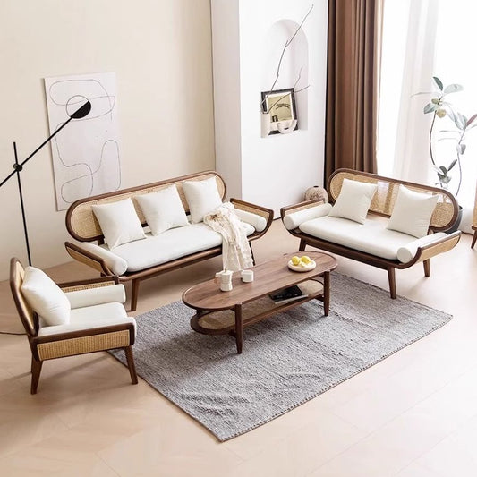 Timeless Comfort: Adouer Wood Sheesham & Cotton Linen 3 Seater Sofa