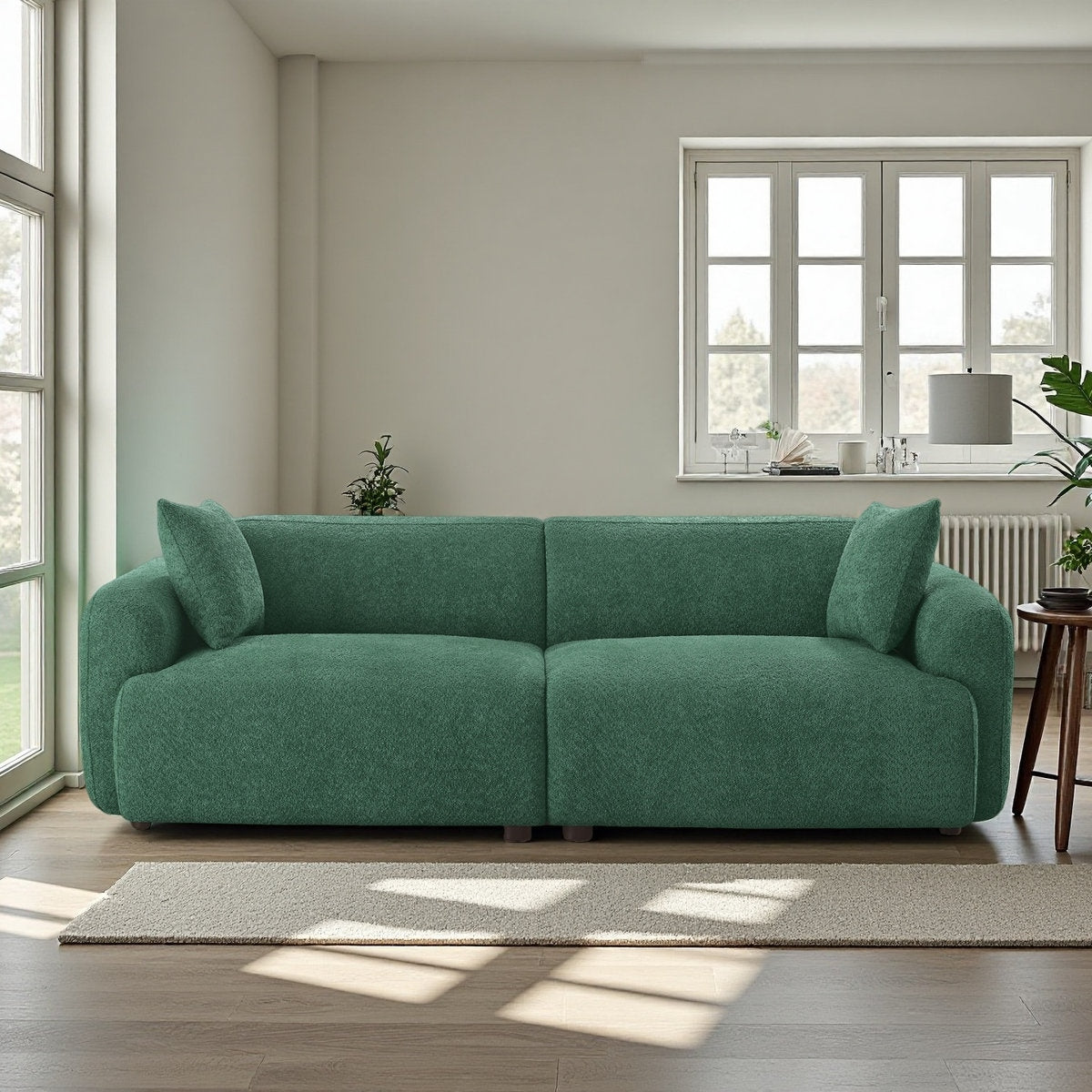 Luxe Boucle Modular 3 Seater Sofa with Sheesham Wood Frame