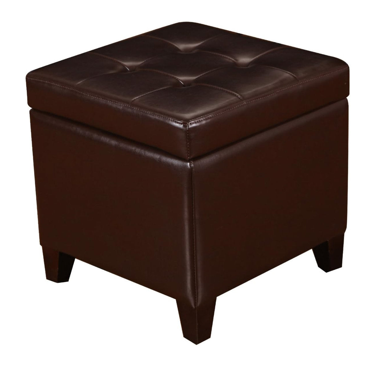 Functional Brown Faux Leather Cube Footrest